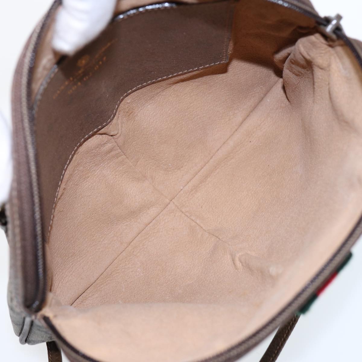 GUCCI GG Canvas Web Sherry Line Shoulder Bag PVC Beige Green Red ep5197