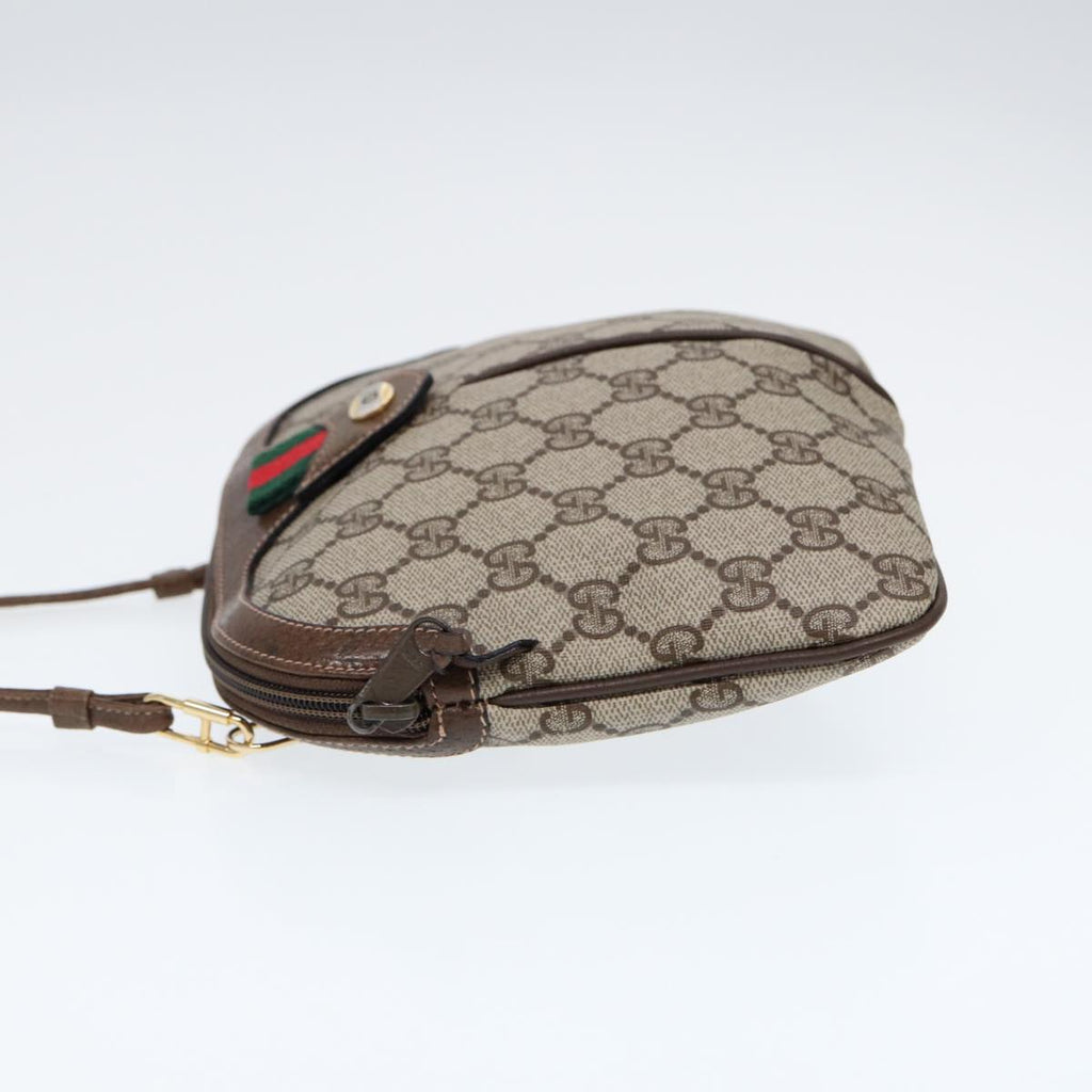 GUCCI GG Canvas Web Sherry Line Shoulder Bag PVC Beige Green Red ep5197