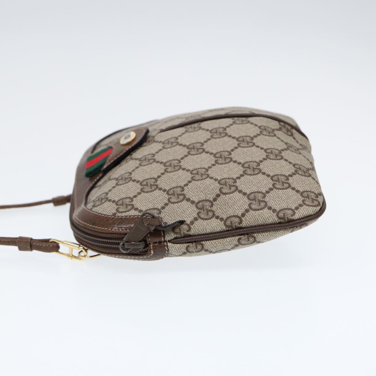 GUCCI GG Canvas Web Sherry Line Shoulder Bag PVC Beige Green Red ep5197