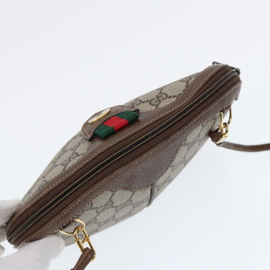 GUCCI GG Canvas Web Sherry Line Shoulder Bag PVC Beige Green Red ep5197
