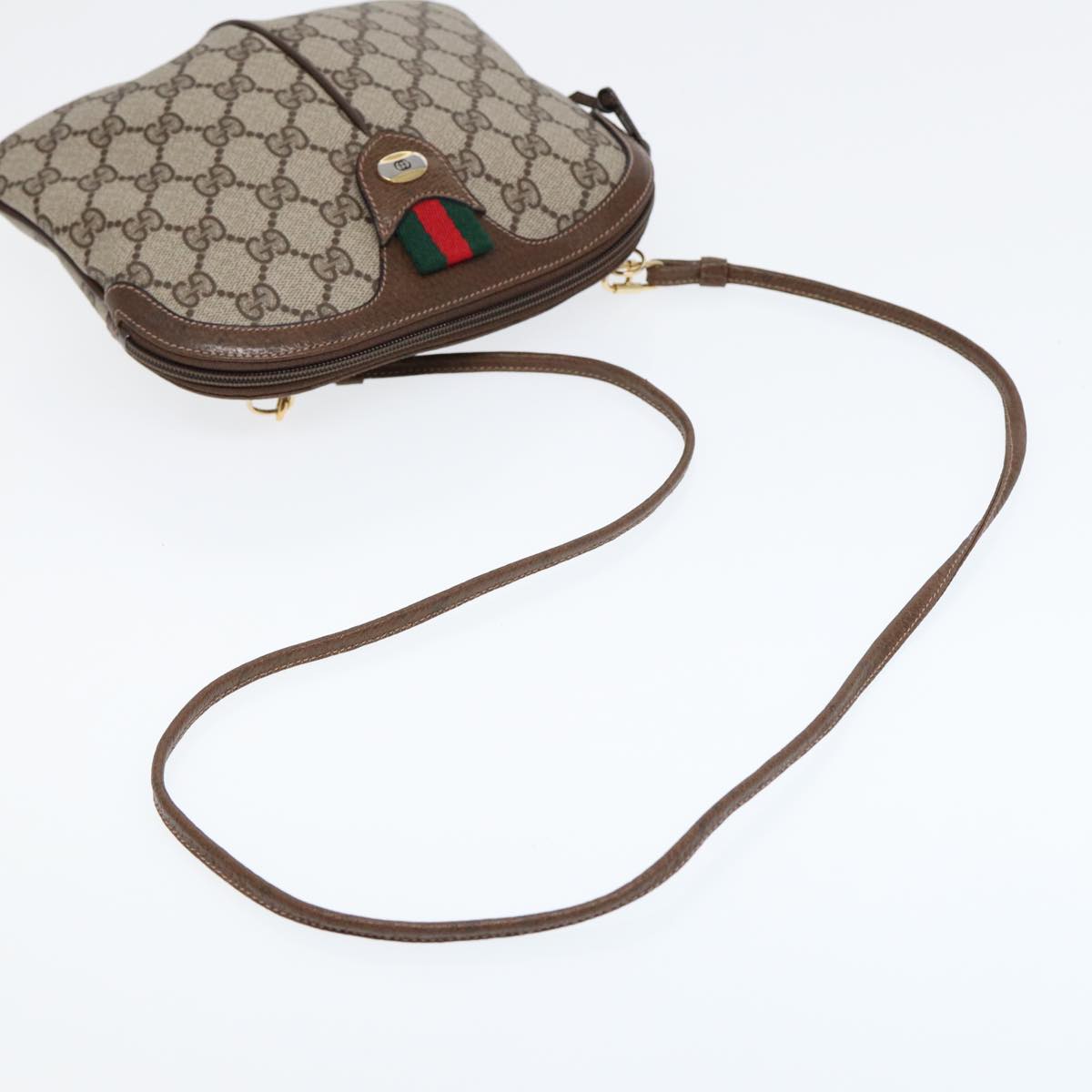 GUCCI GG Canvas Web Sherry Line Shoulder Bag PVC Beige Green Red ep5197