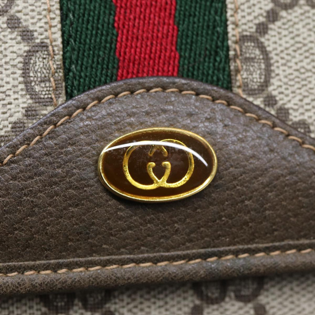 GUCCI GG Canvas Web Sherry Line Shoulder Bag PVC Beige Green Red ep5199