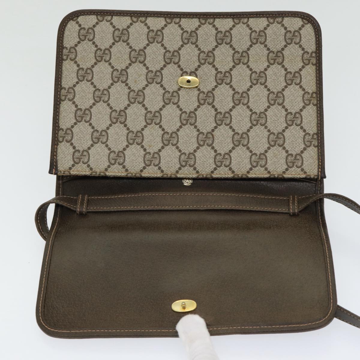 GUCCI GG Canvas Web Sherry Line Shoulder Bag PVC Beige Green Red ep5199