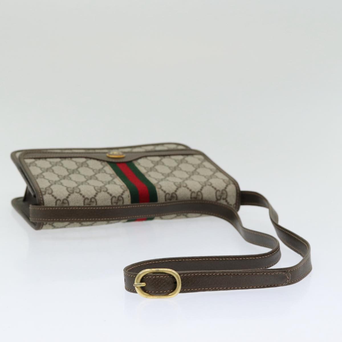 GUCCI GG Canvas Web Sherry Line Shoulder Bag PVC Beige Green Red ep5199