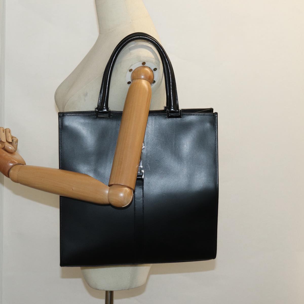 GUCCI Jackie Tote Bag Leather Black Silver 002 1064 3444 ep5206