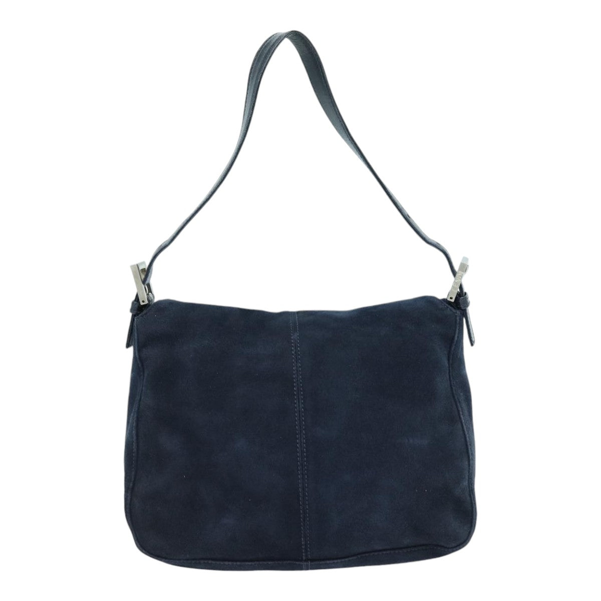 FENDI Mamma Baguette Shoulder Bag Suede Navy Silver ep5217