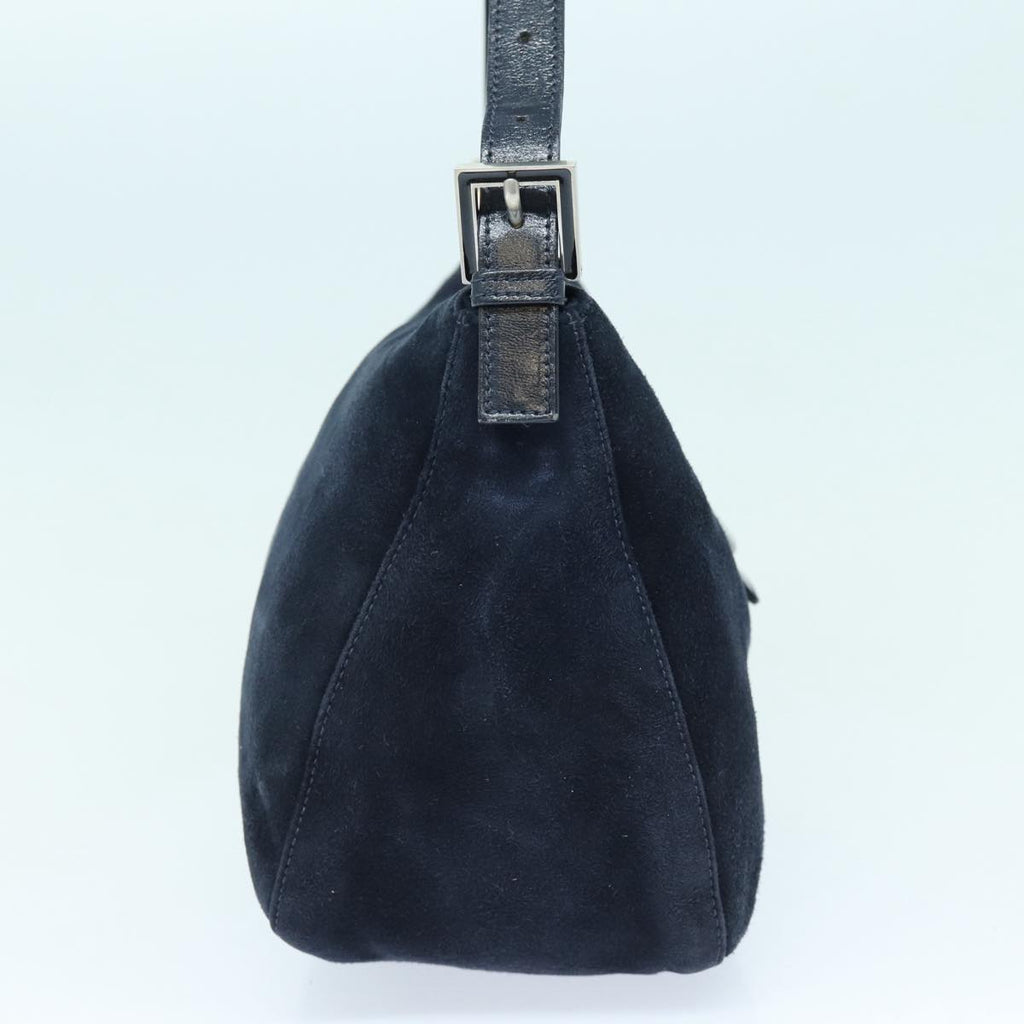 FENDI Mamma Baguette Shoulder Bag Suede Navy Silver ep5217