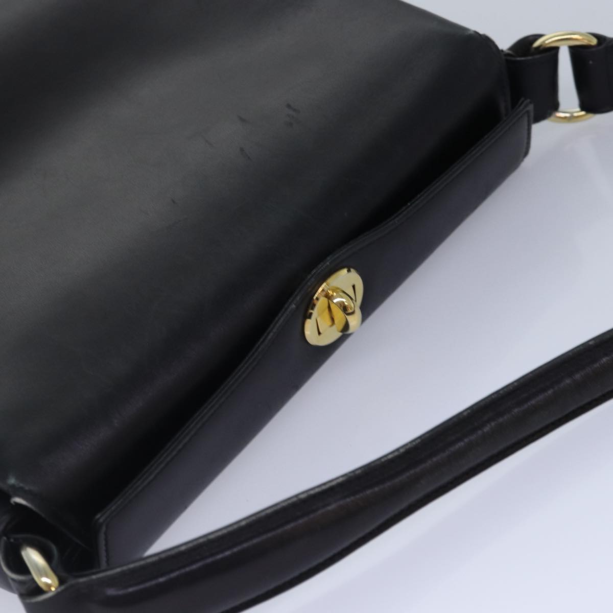 GUCCI Hand Bag Leather Black Gold ep5219