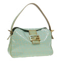FENDI Zucchino Canvas Mamma Baguette Shoulder Bag Enamel Gold Green ep5220