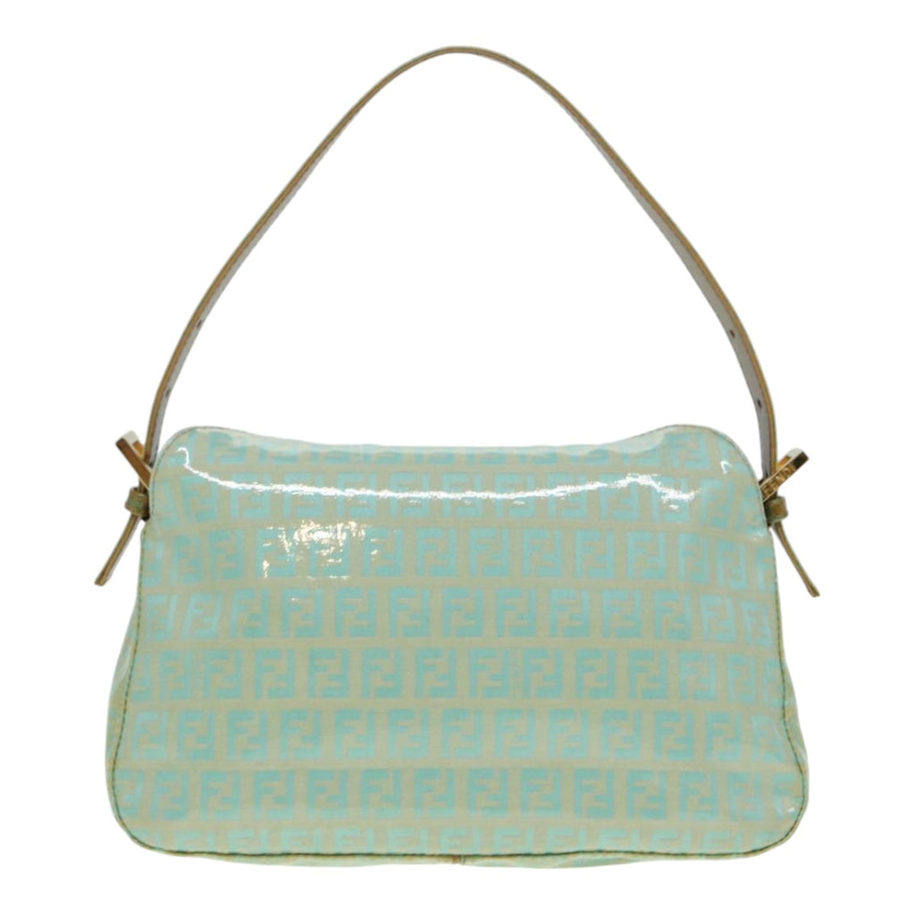 FENDI Zucchino Canvas Mamma Baguette Shoulder Bag Enamel Gold Green ep5220