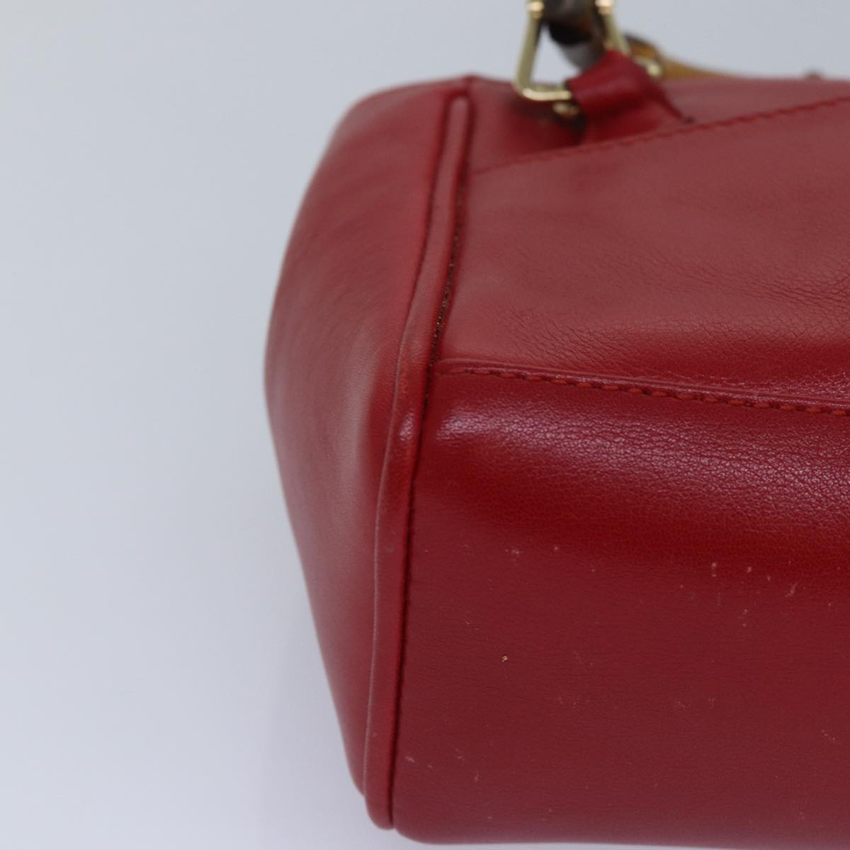 GUCCI Bamboo Hand Bag Leather 2way Red Gold 007 1793 0238 ep5221