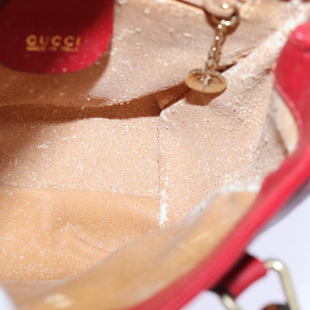 GUCCI Bamboo Hand Bag Leather 2way Red Gold 007 1793 0238 ep5221