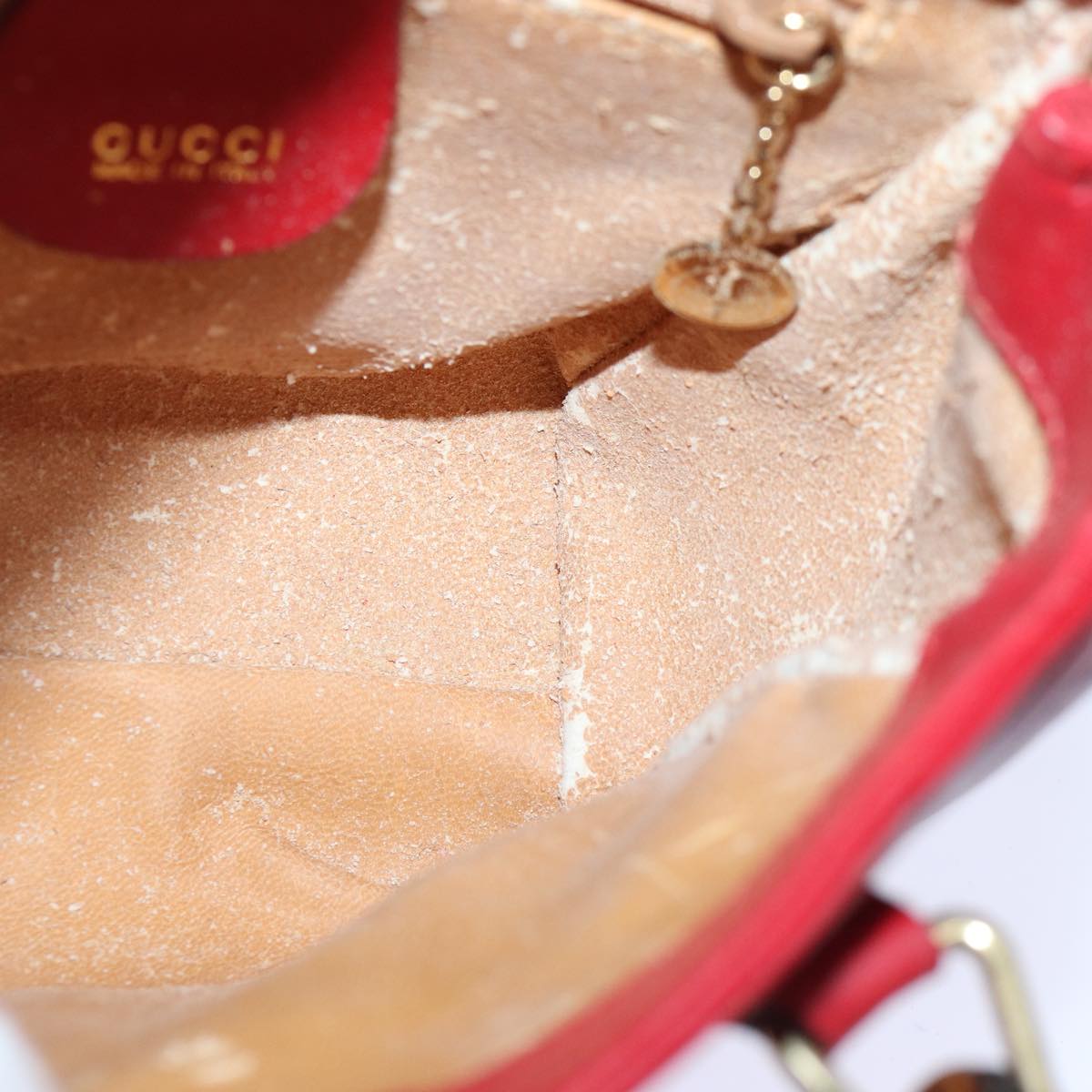 GUCCI Bamboo Hand Bag Leather 2way Red Gold 007 1793 0238 ep5221