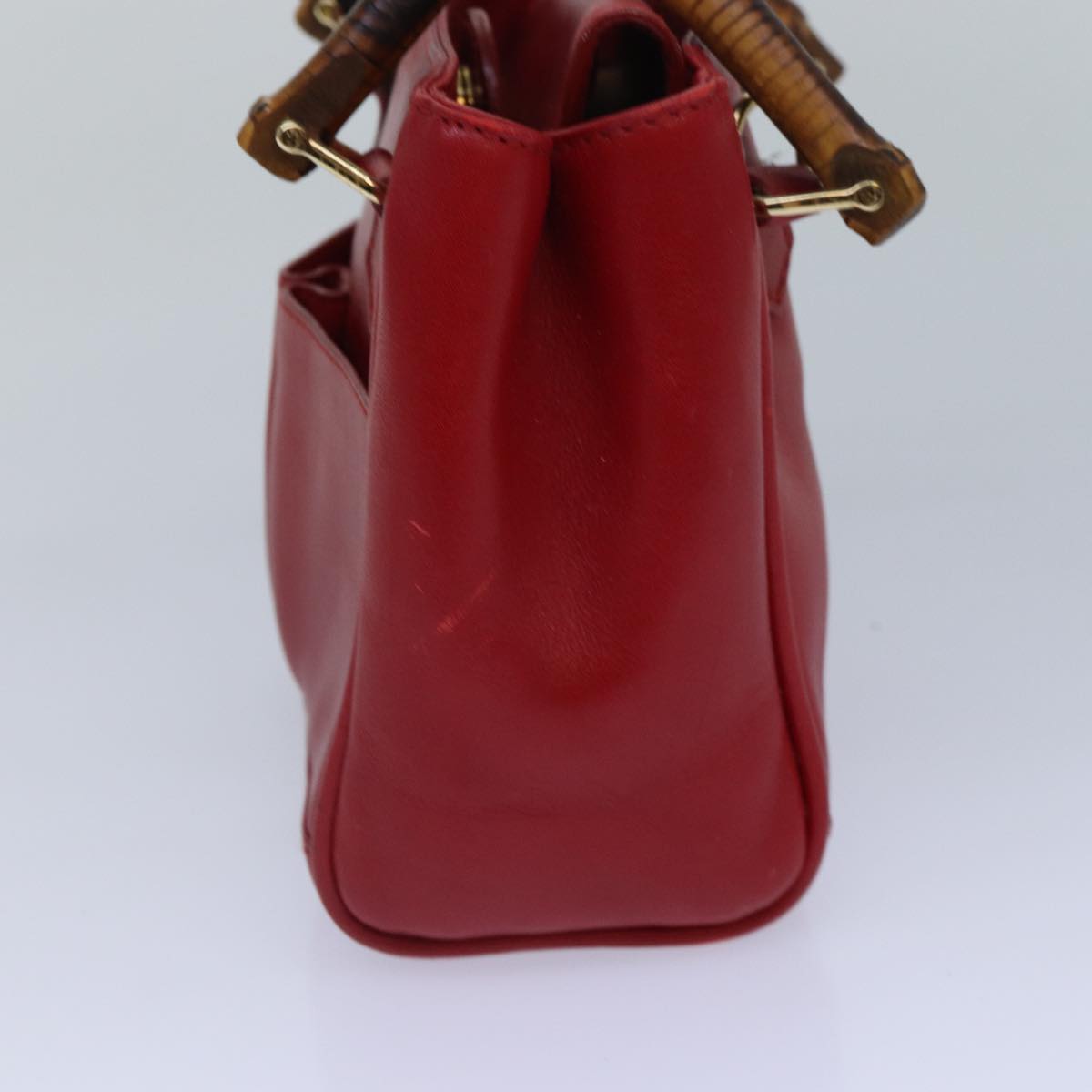 GUCCI Bamboo Hand Bag Leather 2way Red Gold 007 1793 0238 ep5221
