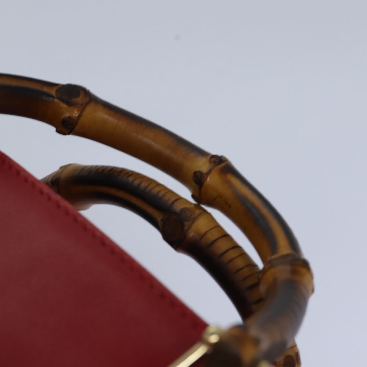 GUCCI Bamboo Hand Bag Leather 2way Red Gold 007 1793 0238 ep5221
