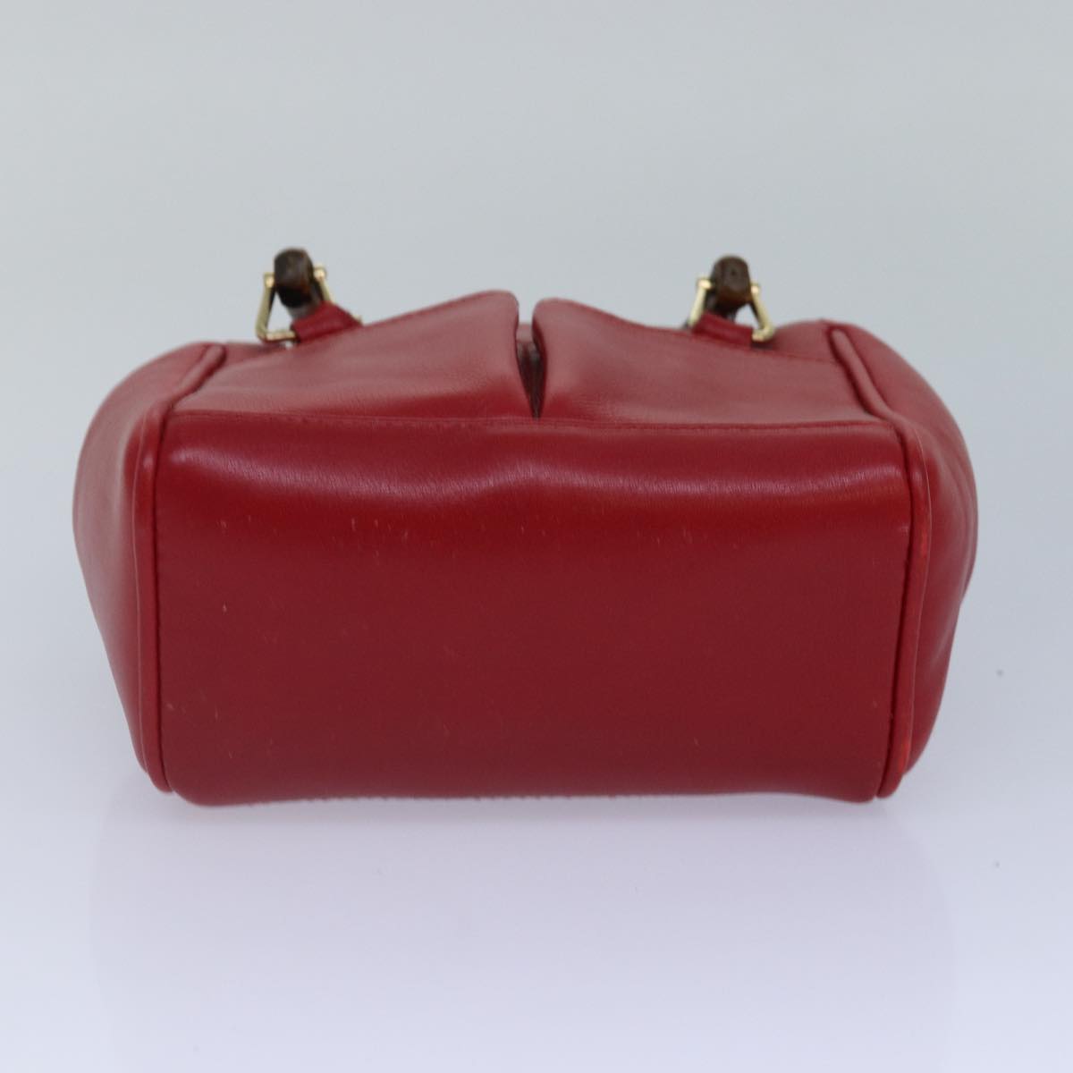 GUCCI Bamboo Hand Bag Leather 2way Red Gold 007 1793 0238 ep5221