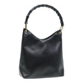 GUCCI Bamboo Shoulder Bag Leather Black Gold 001 3007 ep5224