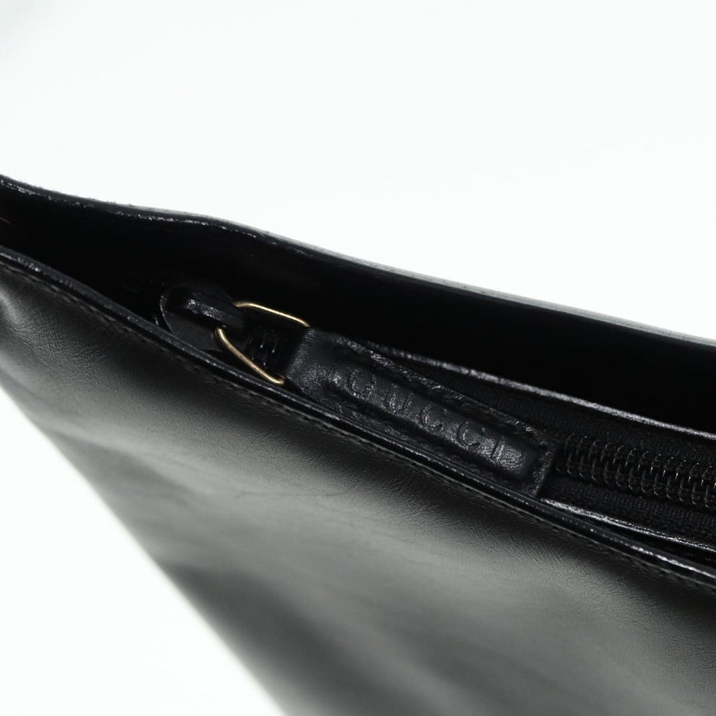 GUCCI Bamboo Shoulder Bag Leather Black Gold 001 3007 ep5224