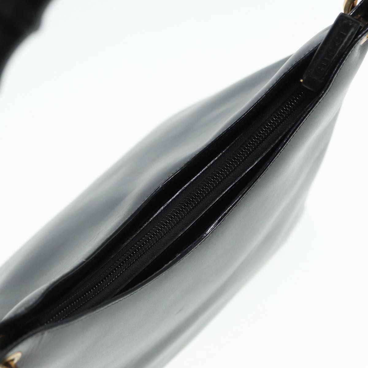 GUCCI Bamboo Shoulder Bag Leather Black Gold 001 3007 ep5224