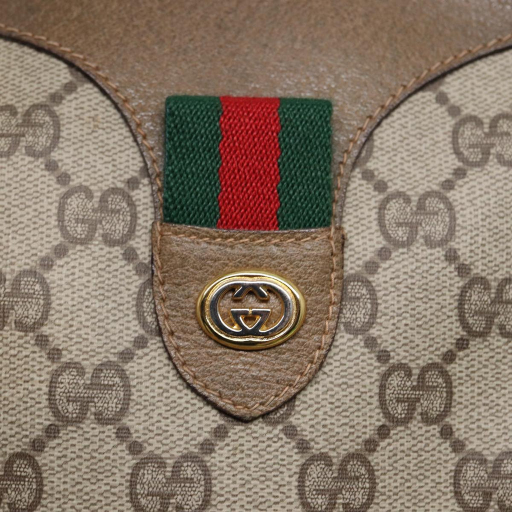 GUCCI GG Supreme Web Sherry Line Boston Bag PVC Beige Gold 40 02 007 ep5225