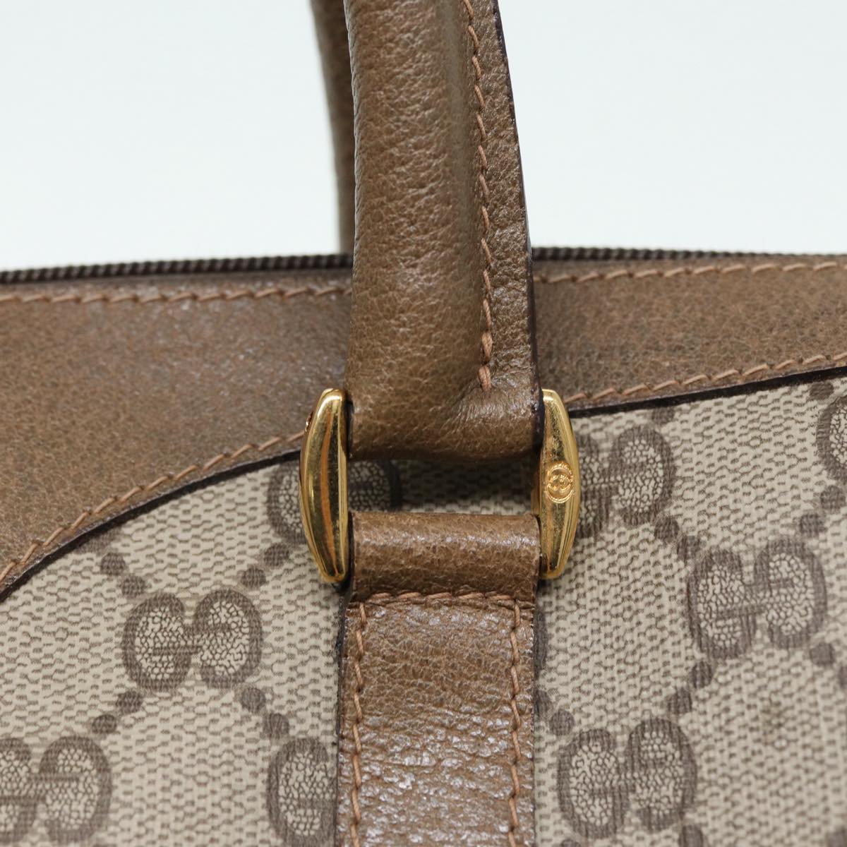 GUCCI GG Supreme Web Sherry Line Boston Bag PVC Beige Gold 40 02 007 ep5225
