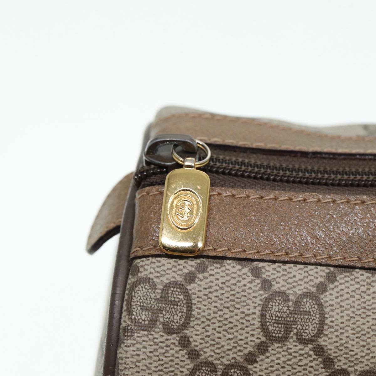 GUCCI GG Supreme Web Sherry Line Boston Bag PVC Beige Gold 40 02 007 ep5225