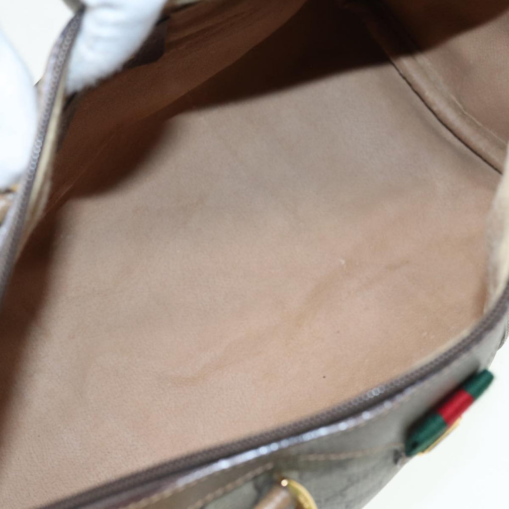 GUCCI GG Supreme Web Sherry Line Boston Bag PVC Beige Gold 40 02 007 ep5225