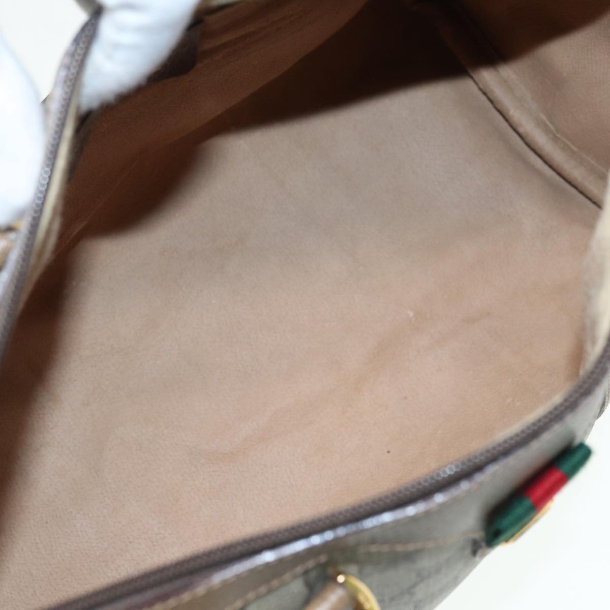 GUCCI GG Supreme Web Sherry Line Boston Bag PVC Beige Gold 40 02 007 ep5225