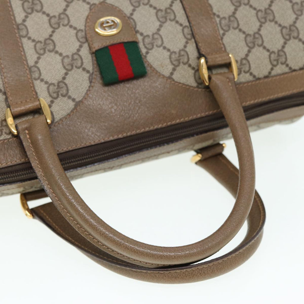 GUCCI GG Supreme Web Sherry Line Boston Bag PVC Beige Gold 40 02 007 ep5225