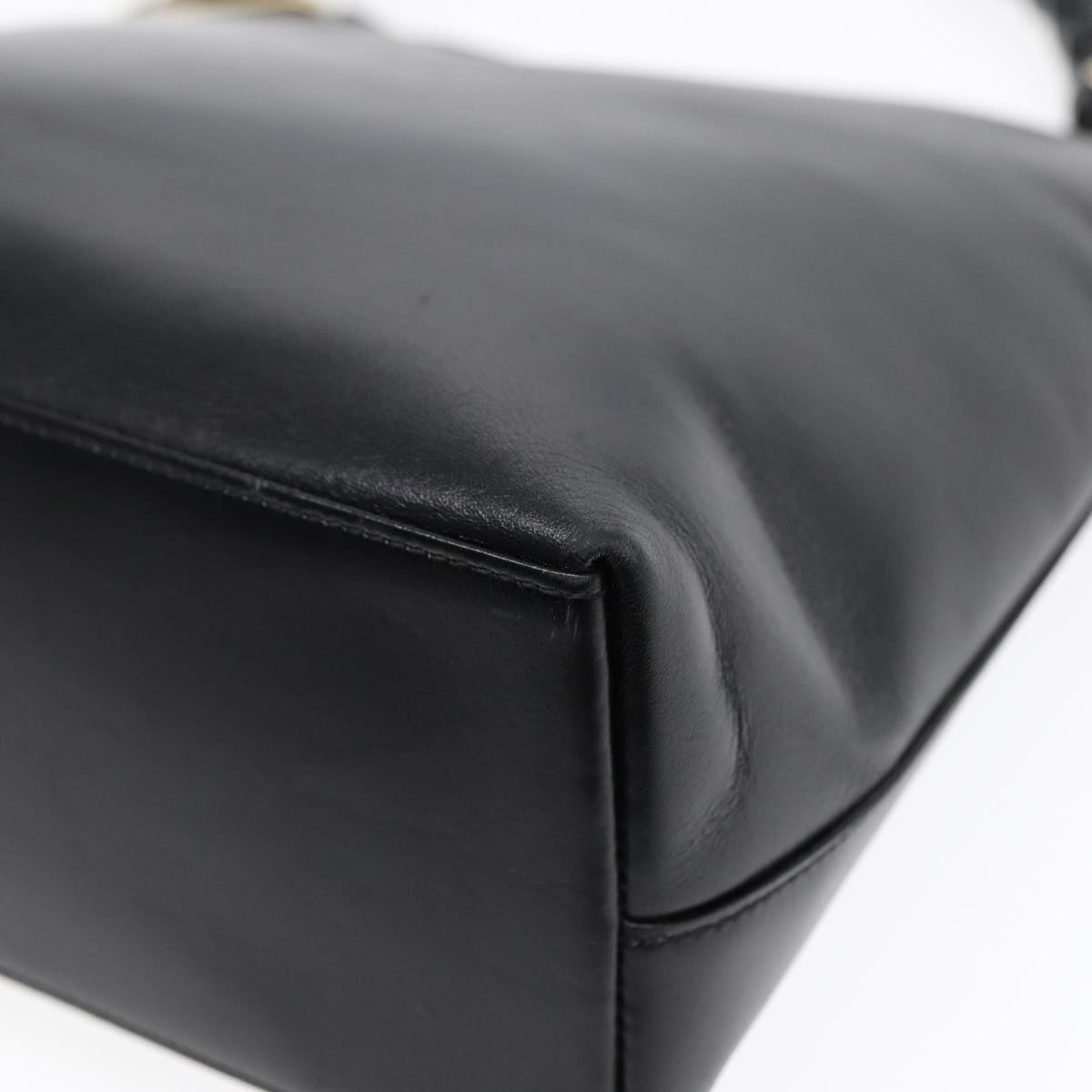 GUCCI Bamboo Hand Bag Leather Black Gold 001 3007 ep5226