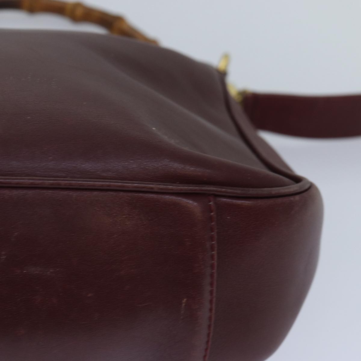 GUCCI Bamboo Hand Bag Leather 2way Wine Red Gold 001 1638 2615 ep5227