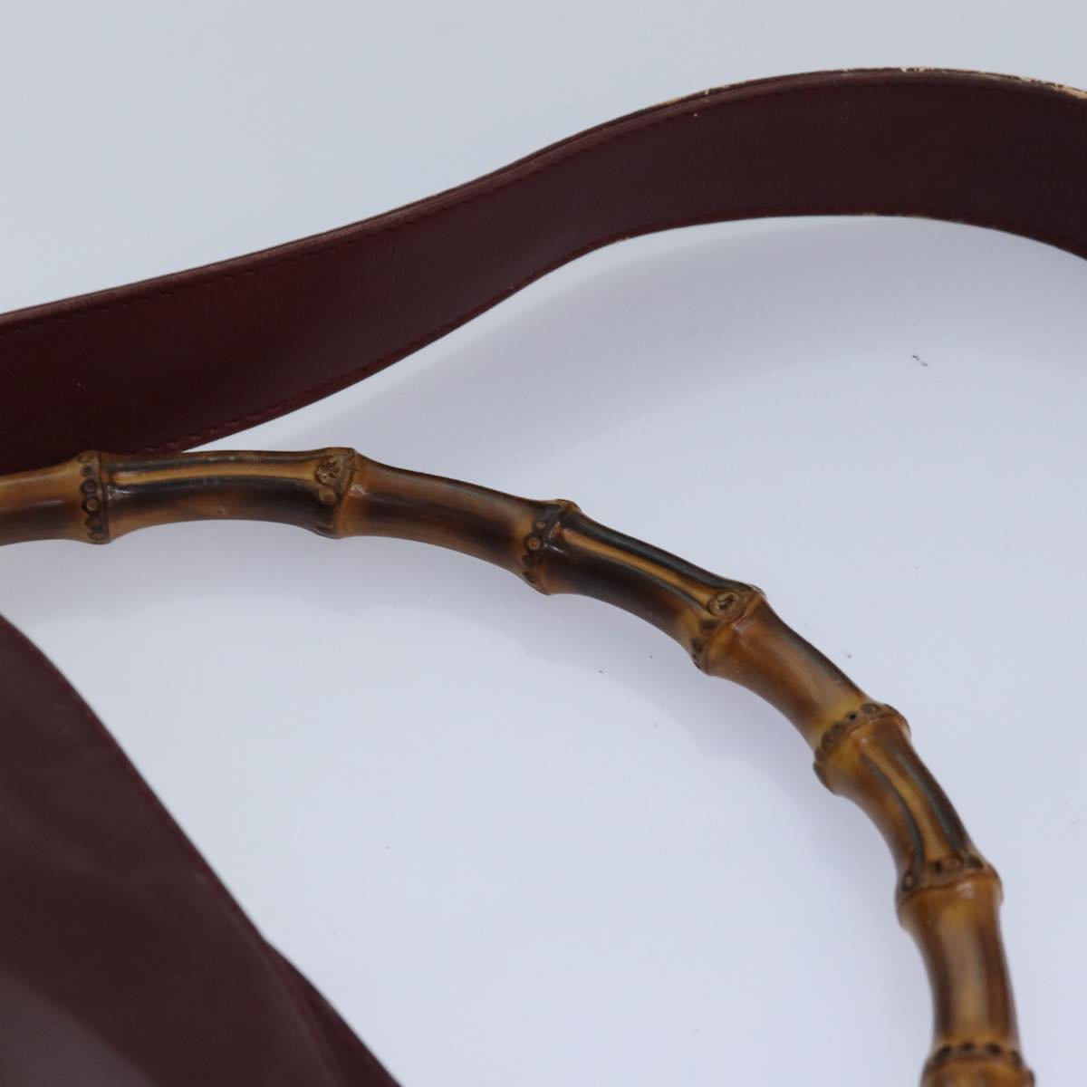 GUCCI Bamboo Hand Bag Leather 2way Wine Red Gold 001 1638 2615 ep5227