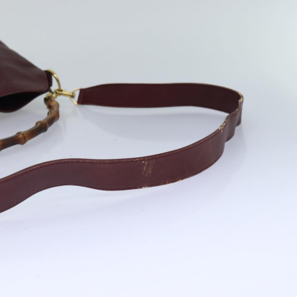 GUCCI Bamboo Hand Bag Leather 2way Wine Red Gold 001 1638 2615 ep5227