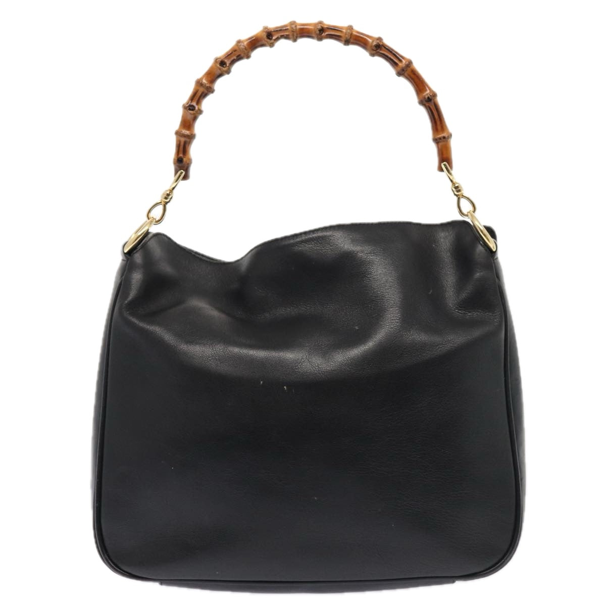 GUCCI Bamboo Hand Bag Leather 2way Brown Gold 001 1998 1638 ep5228