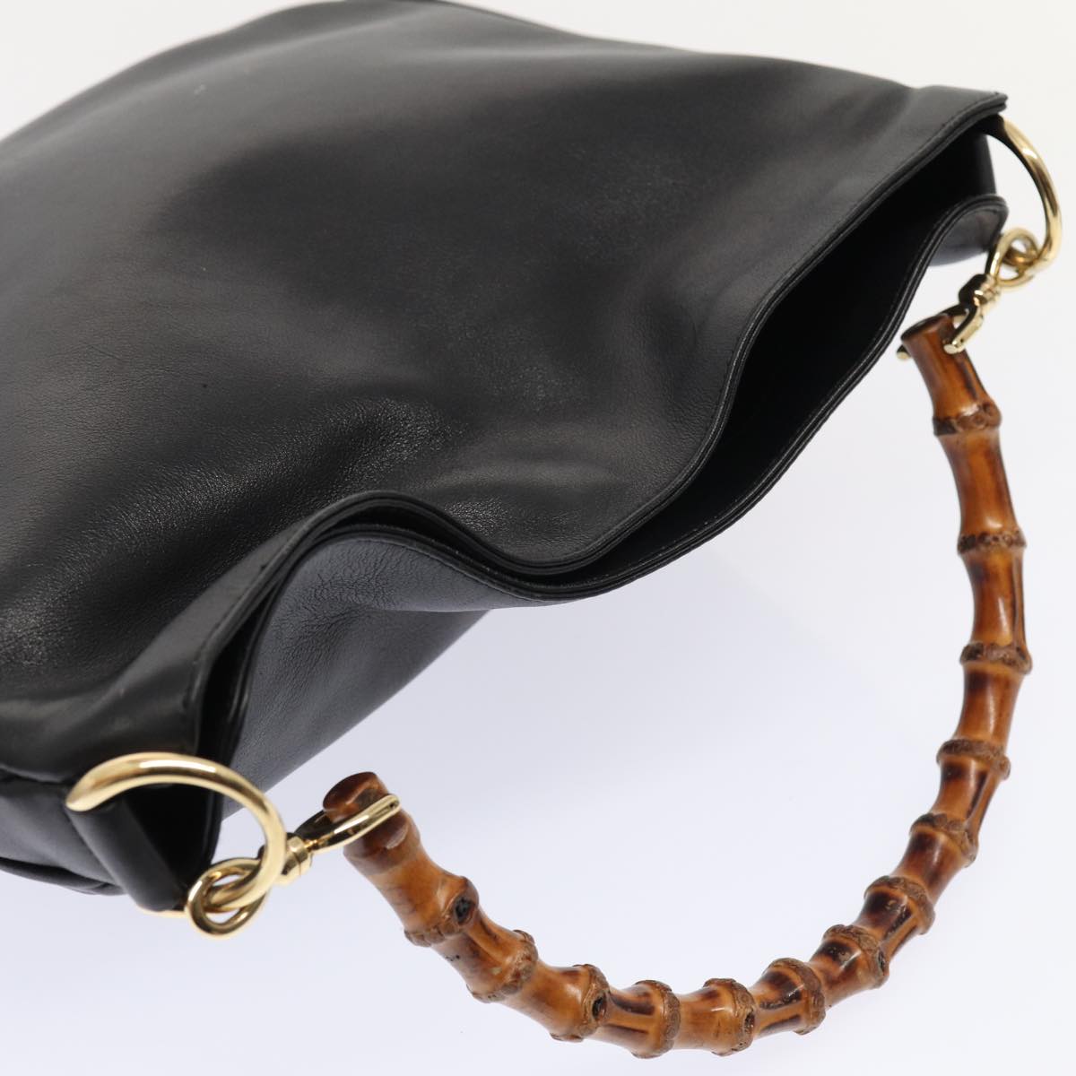 GUCCI Bamboo Hand Bag Leather 2way Brown Gold 001 1998 1638 ep5228