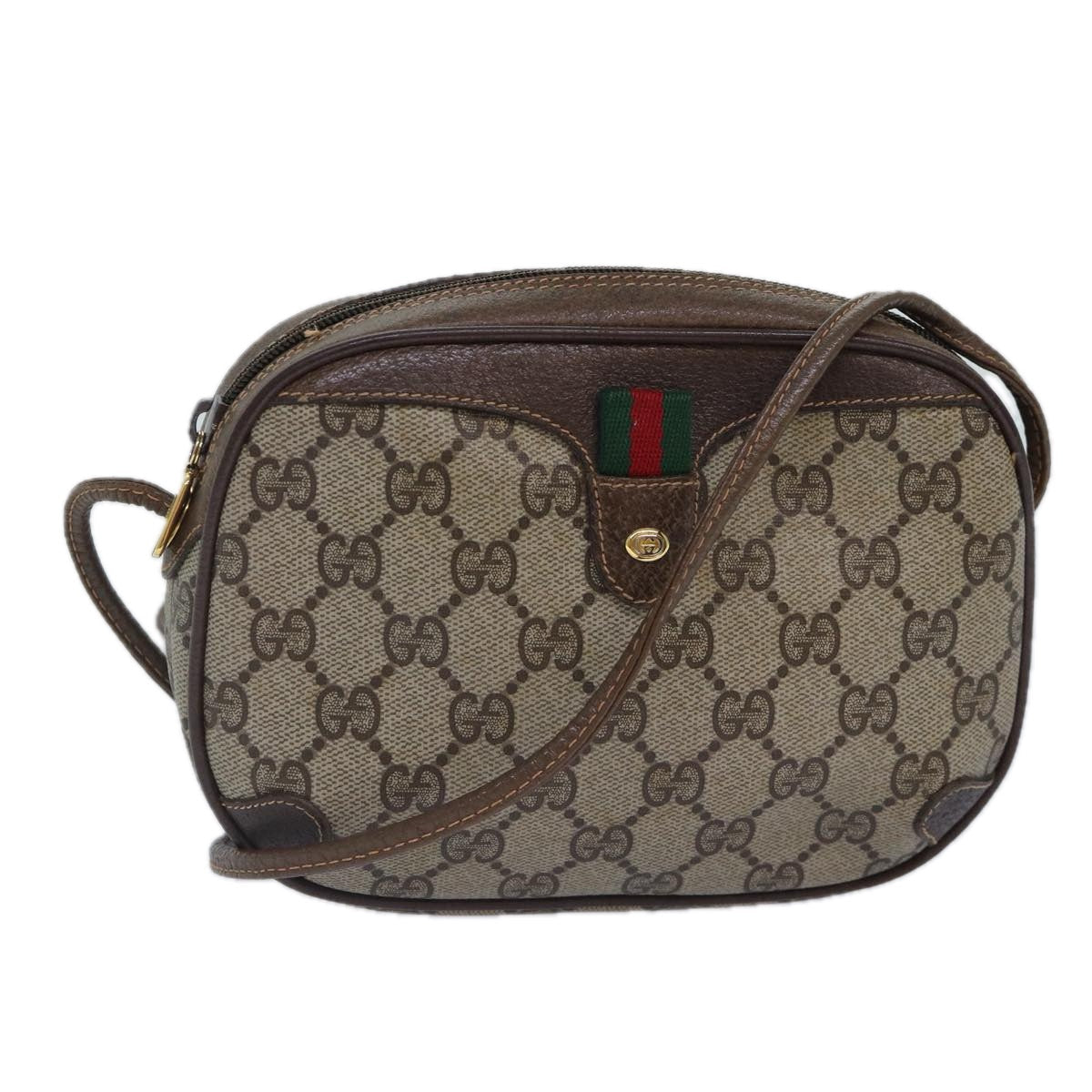 GUCCI GG Supreme Web Sherry Line Shoulder Bag PVC Beige 156 02 066 ep5229