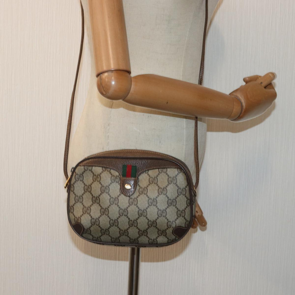 GUCCI GG Supreme Web Sherry Line Shoulder Bag PVC Beige 156 02 066 ep5229