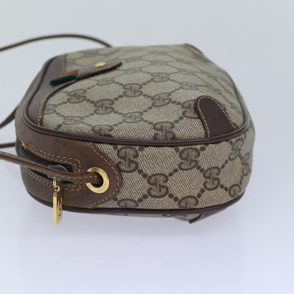 GUCCI GG Supreme Web Sherry Line Shoulder Bag PVC Beige 156 02 066 ep5229