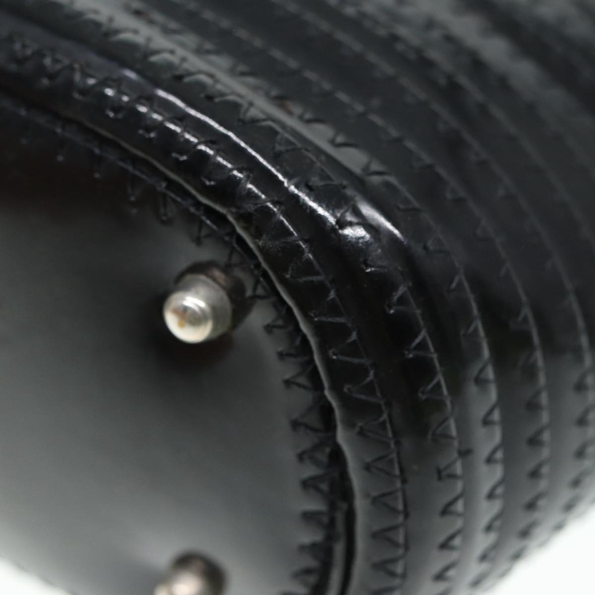 GUCCI Bamboo Hand Bag Enamel Black Silver ep5233