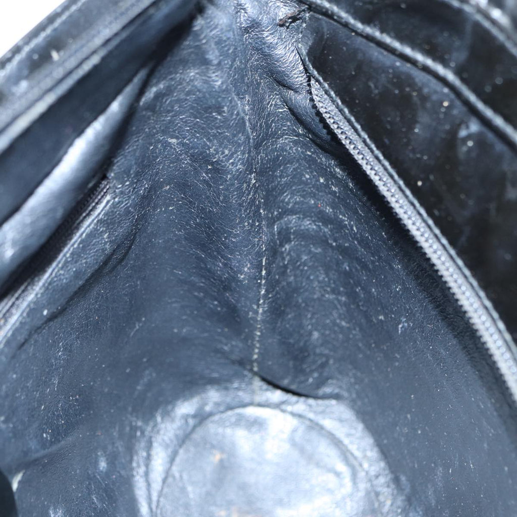 GUCCI Bamboo Hand Bag Enamel Black Silver ep5233