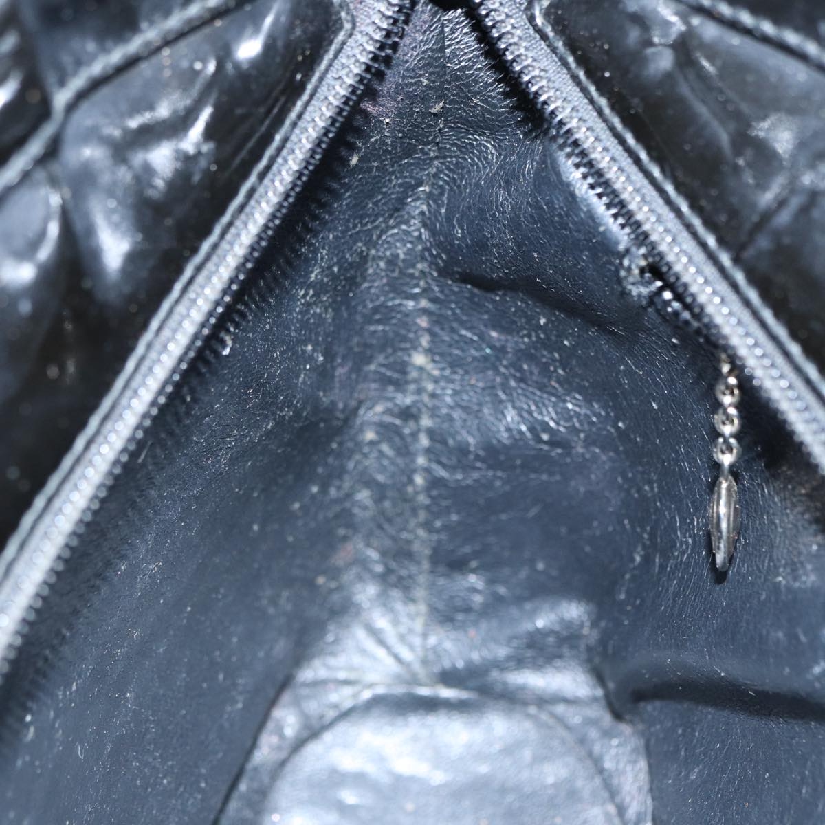 GUCCI Bamboo Hand Bag Enamel Black Silver ep5233