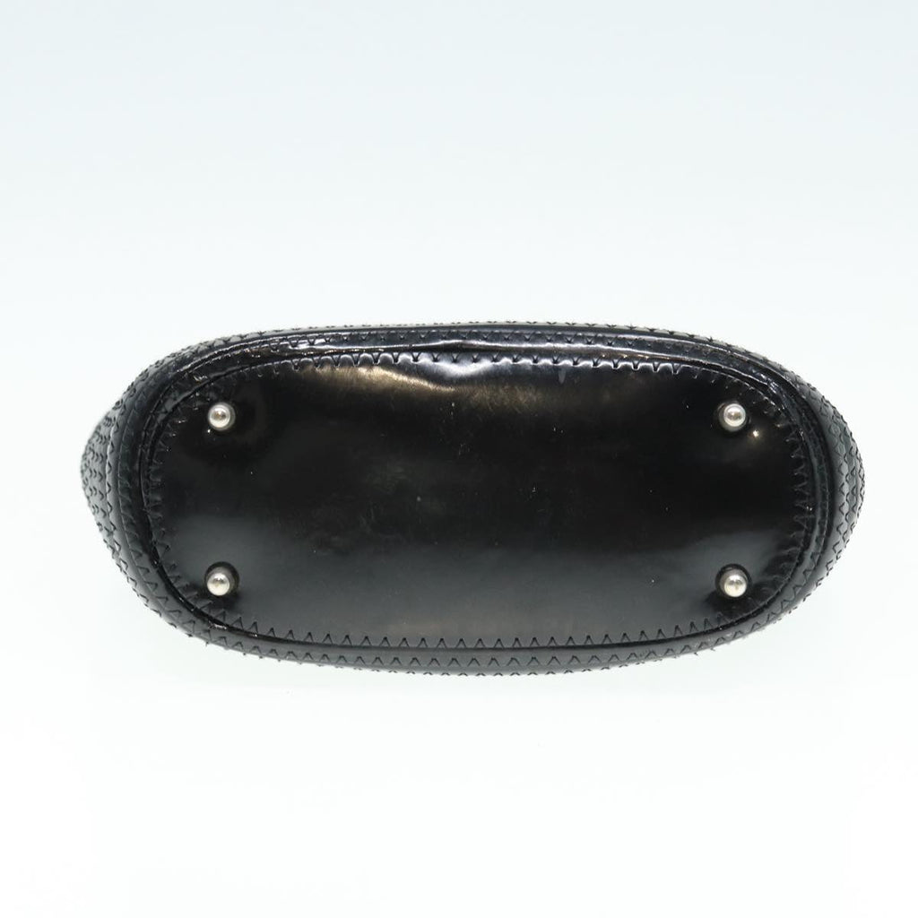 GUCCI Bamboo Hand Bag Enamel Black Silver ep5233
