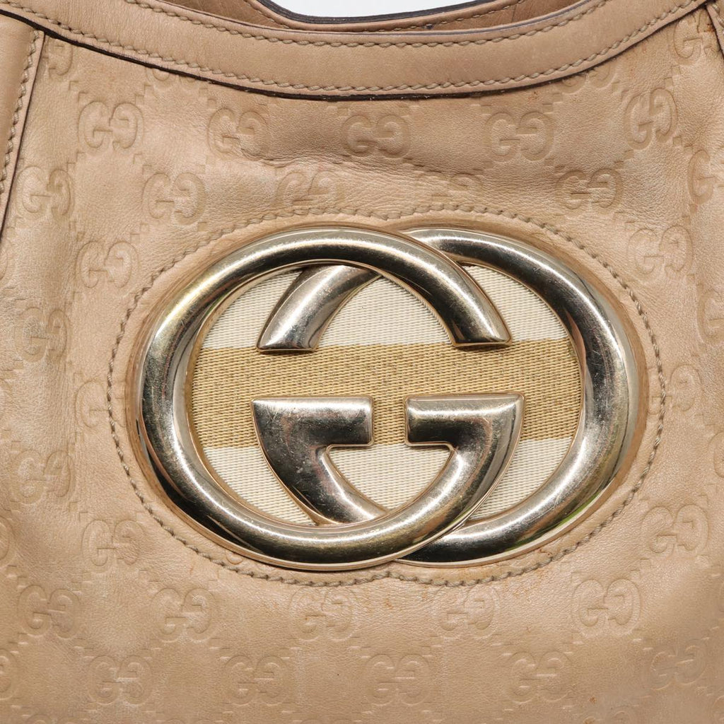 GUCCI GG Canvas Guccissima Interlocking Shoulder Bag Beige 162740 ep5234