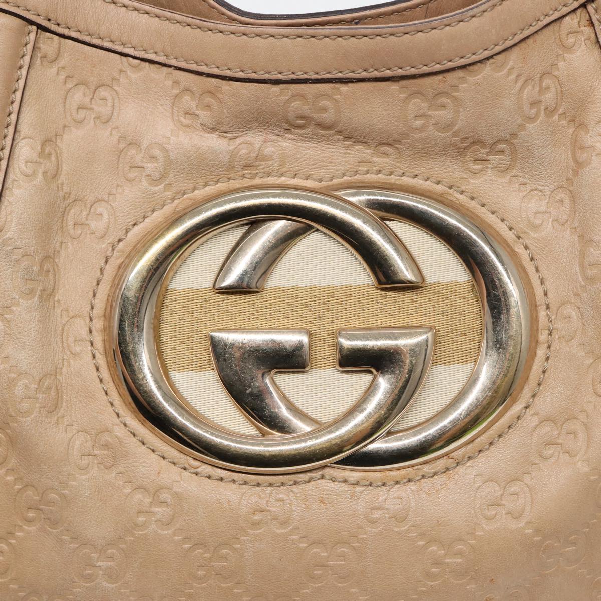 GUCCI GG Canvas Guccissima Interlocking Shoulder Bag Beige 162740 ep5234