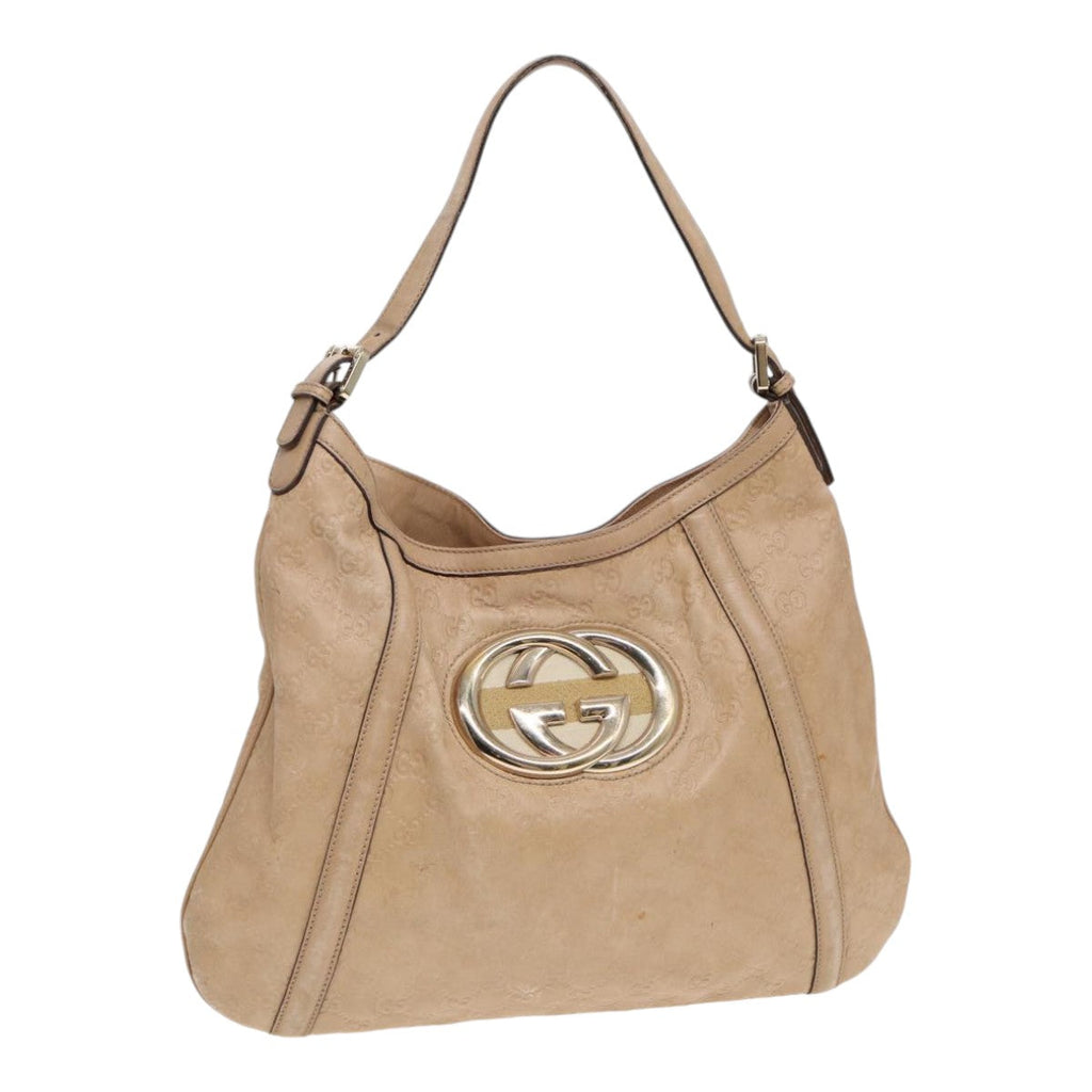 GUCCI GG Canvas Guccissima Interlocking Shoulder Bag Beige 162740 ep5234