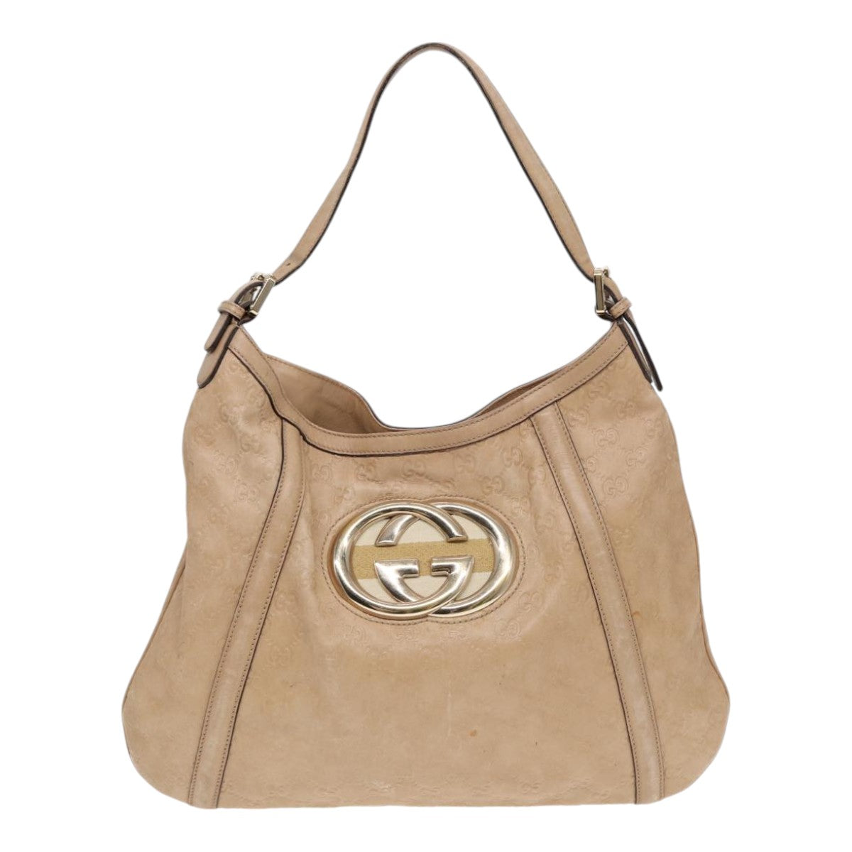 GUCCI GG Canvas Guccissima Interlocking Shoulder Bag Beige 162740 ep5234