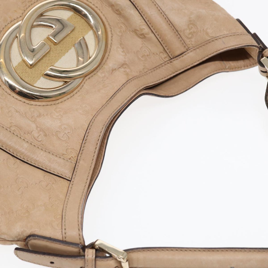 GUCCI GG Canvas Guccissima Interlocking Shoulder Bag Beige 162740 ep5234