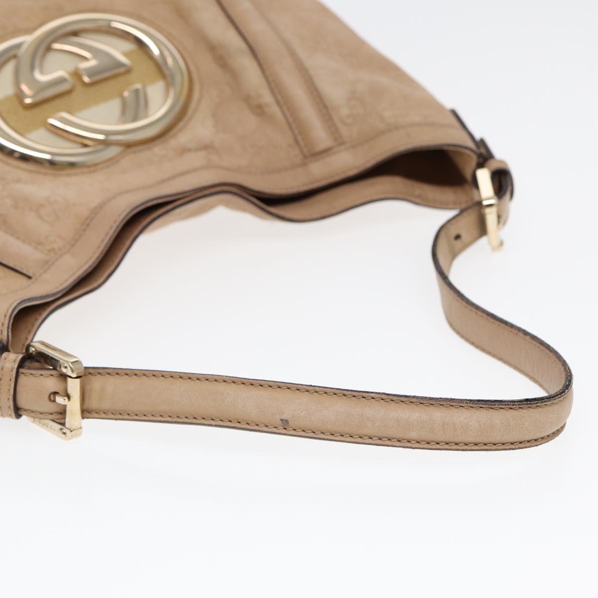 GUCCI GG Canvas Guccissima Interlocking Shoulder Bag Beige 162740 ep5234