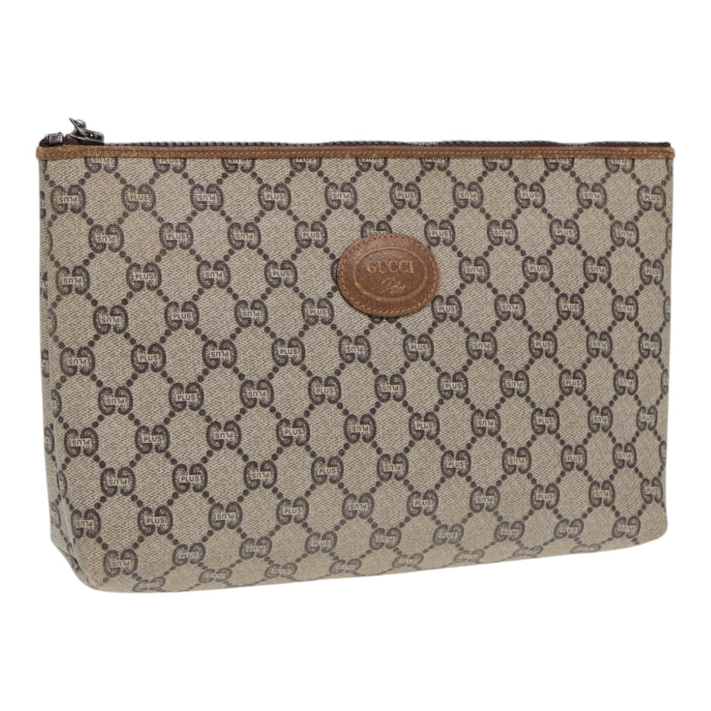 GUCCI GG Plus Supreme Clutch Bag PVC Beige ep5235