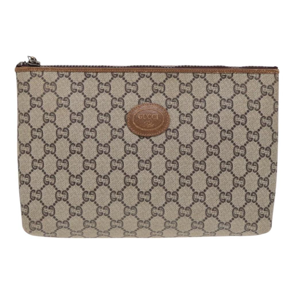 GUCCI GG Plus Supreme Clutch Bag PVC Beige ep5235
